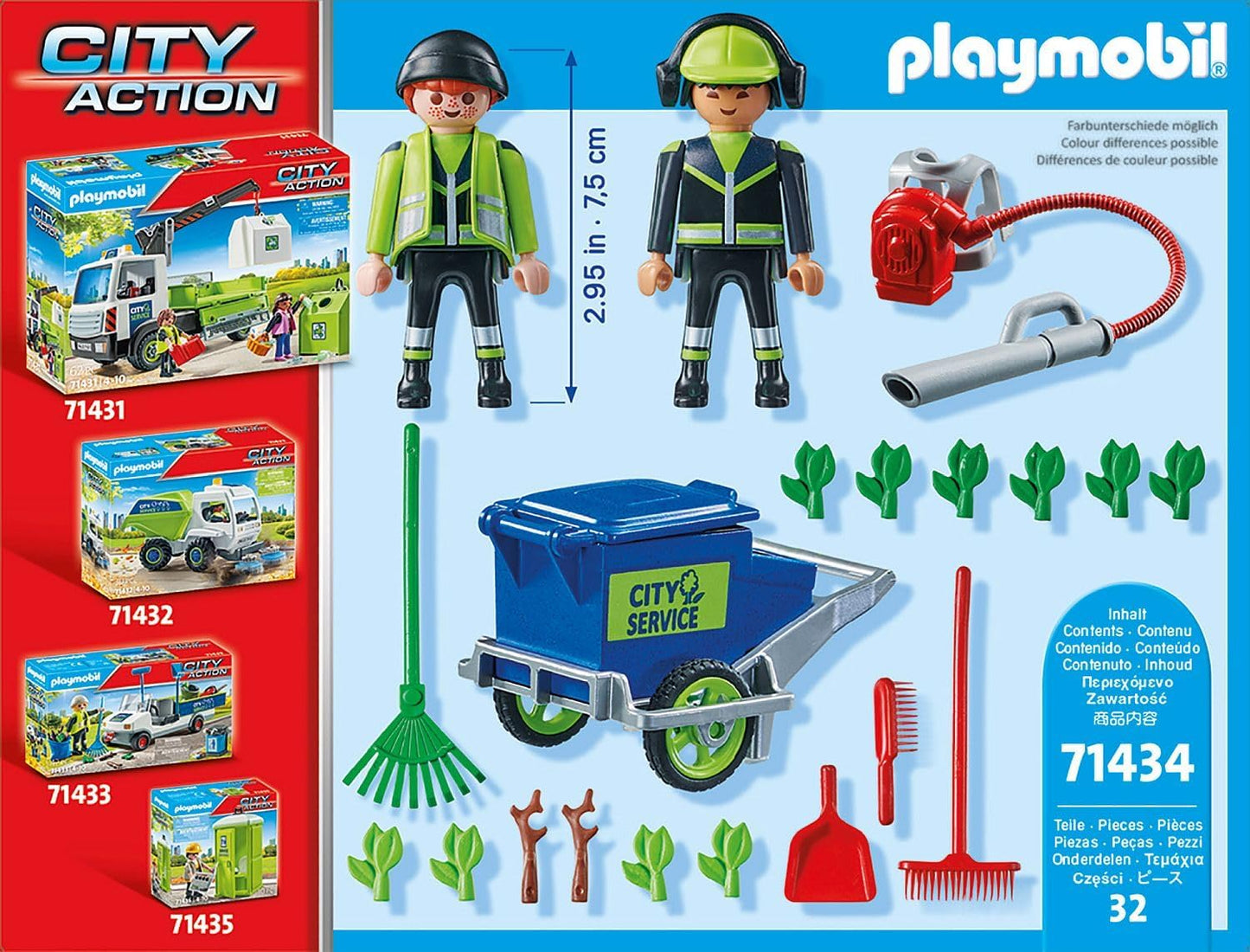PLAYMOBIL City Action 71434 Stadtreinigungsteam, Stadtreinigung, Figuren und Mülltonne zum Schieben, Spielzeug für Kinder ab 4 Jahren