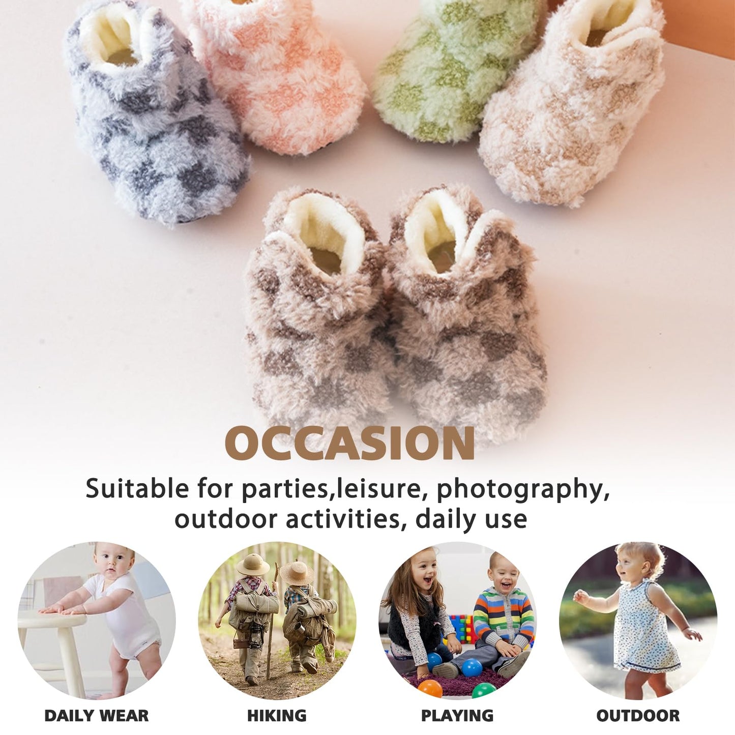 YloveM Toddler Baby Boys Girls Booties, Unisex Newborn Winter Shoes Thick Snow Boots Non-Slip Sole Soft Toddler Warm Sock Shoes