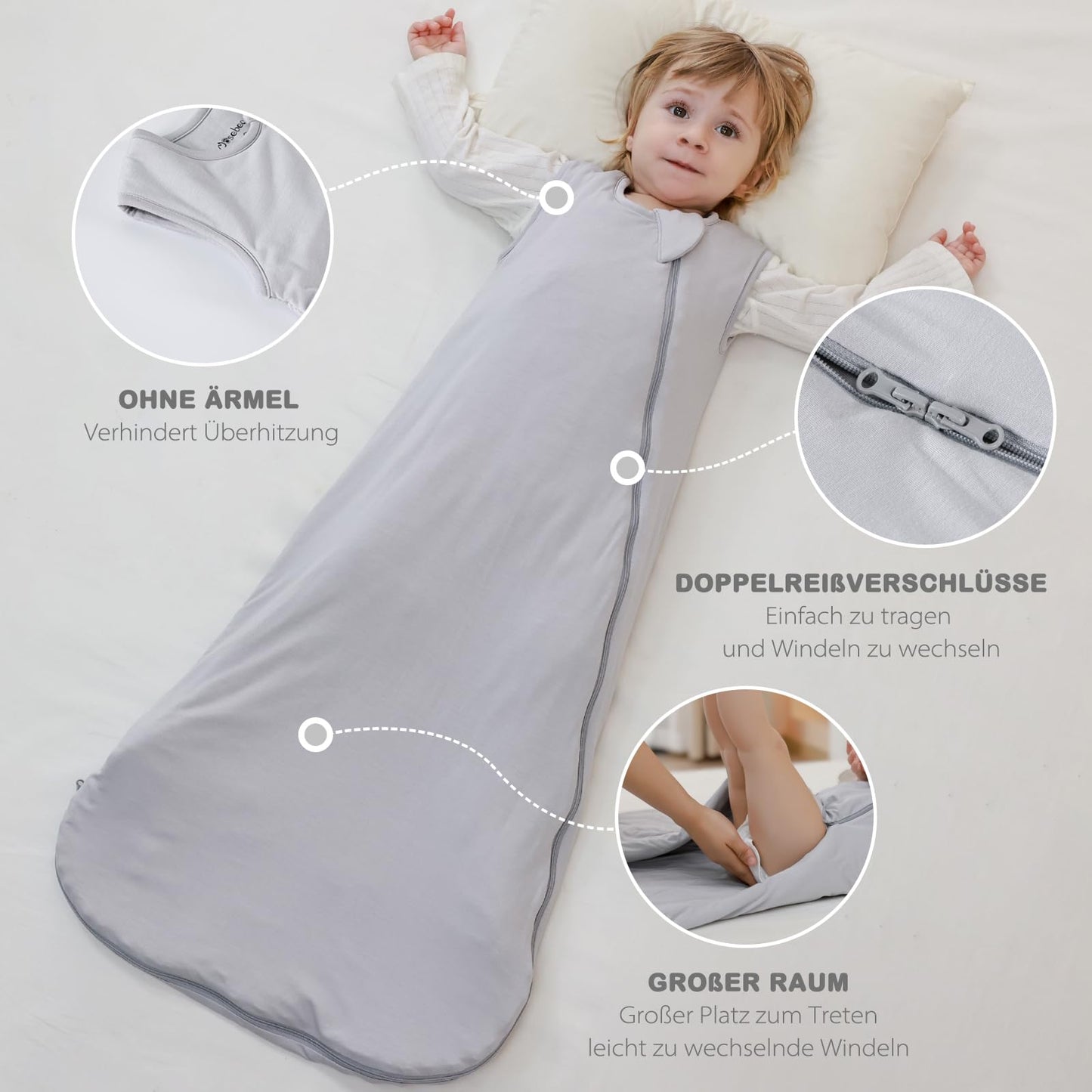 Mosebears Winter Sleeping Bag Baby 2.5 Tog, Bamboo Fibre Baby Sleeping Bag, Extremely Soft and Warm L (18-36 Months)