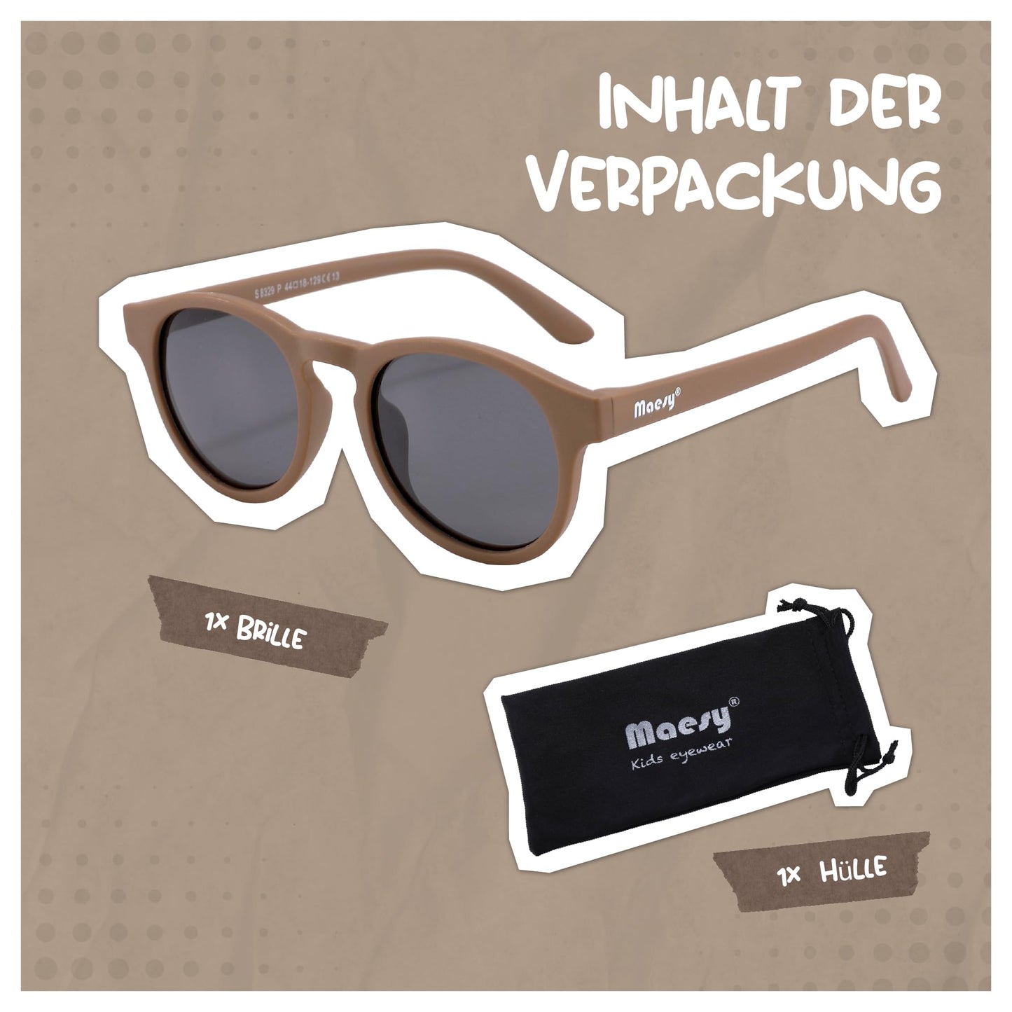 Maesy Faela Kindersonnenbrille für 3-6 Jahre - UV400 polarisierter Schutz - Flexibler und flexibler Rahmen - Sichere und bequeme Kindersonnenbrille für Kleinkinder