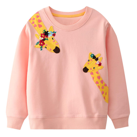 Codkkre Girls' Sweatshirt for Children Cute Cartoon Sweater Girls Long Sleeve Cotton Shirts Age 2-10 Years