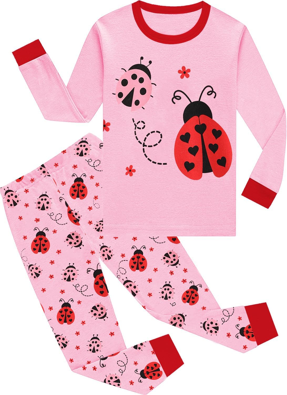 EULLA Kinder Mädchen Schlafanzüge Langarm Baumwolle Winter Pyjama Set Einhorn Prinzessin Dino Hase Eule Zweiteilig Nachtwäsche 1-10 Jahre 92 98 104 110 116 122 128 134 140