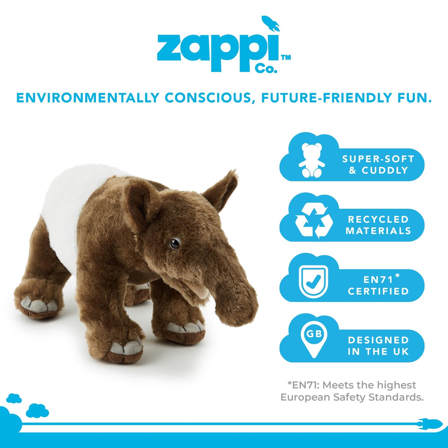 Zappi Co Rhinoceros Rhinoceros Plush Toy (22 cm) Horned Miracle - Soft, Cuddly, 100% Recycled - Mighty African Friend