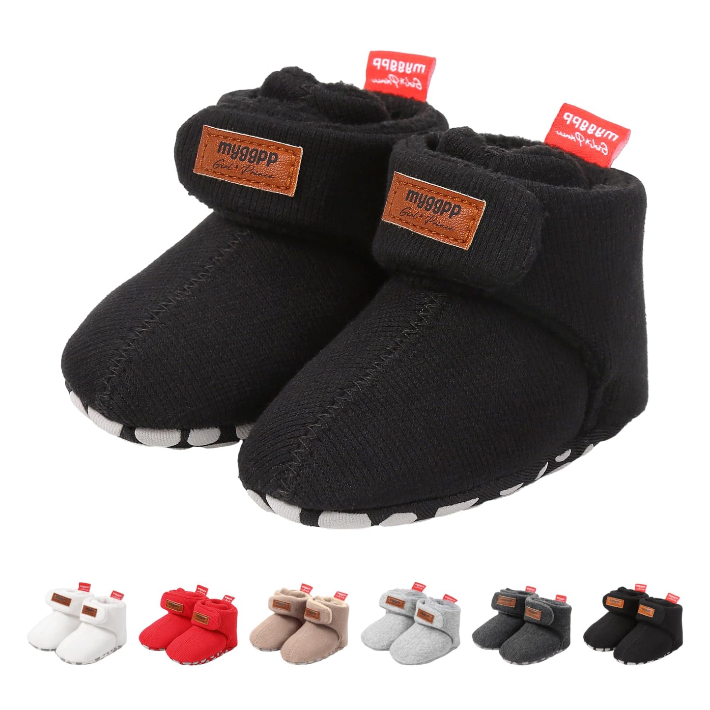 Tolaler Baby Newborn Fleece Booties Unisex, Thickened Lining, Warm Baby Winter Shoes, Adjustable Non-Slip with Soft Sole, Baby Booties/Everyday Wear (0–18 Months)
