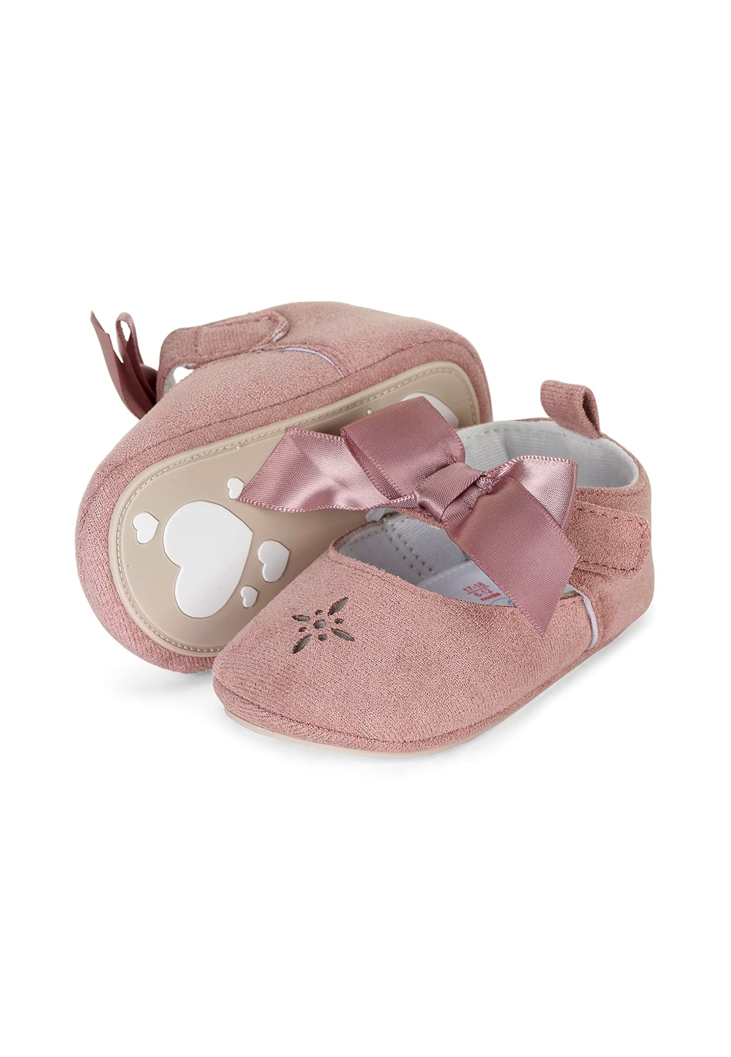 Sterntaler Babyballerina Schleife - Bequeme Ballerina mit aufgenähter rutschfester Herzchensohle und Klettverschluss - Baby -Ballerina Mädchen gefüttert mit Frottee