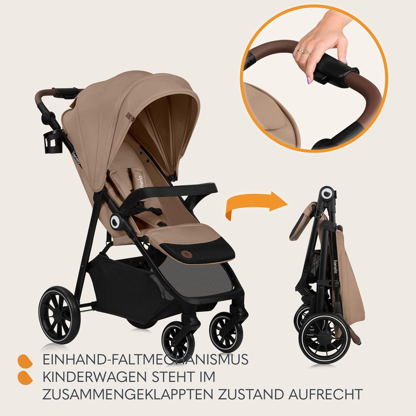 LIONELO Emma Plus Kinderwagen bis zu 15 kg, Kindersportwagen, leicht modern klein Buggy mit Liegeposition, zusammenklappbar, große Räder, großer Korb, Tasche Vivid Turkus