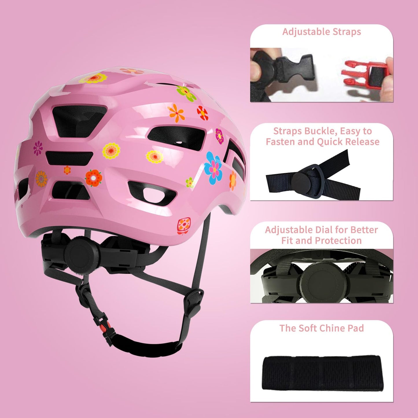 KORIMEFA Toddler Helmet Children's Bicycle Helmet Baby Multi-Sport Adjustable Helmet Sports Helmet Cycling Bicycle Scooter Skateboard Helmet Lightweight for Children Boys Girls from 2-8 Years Old