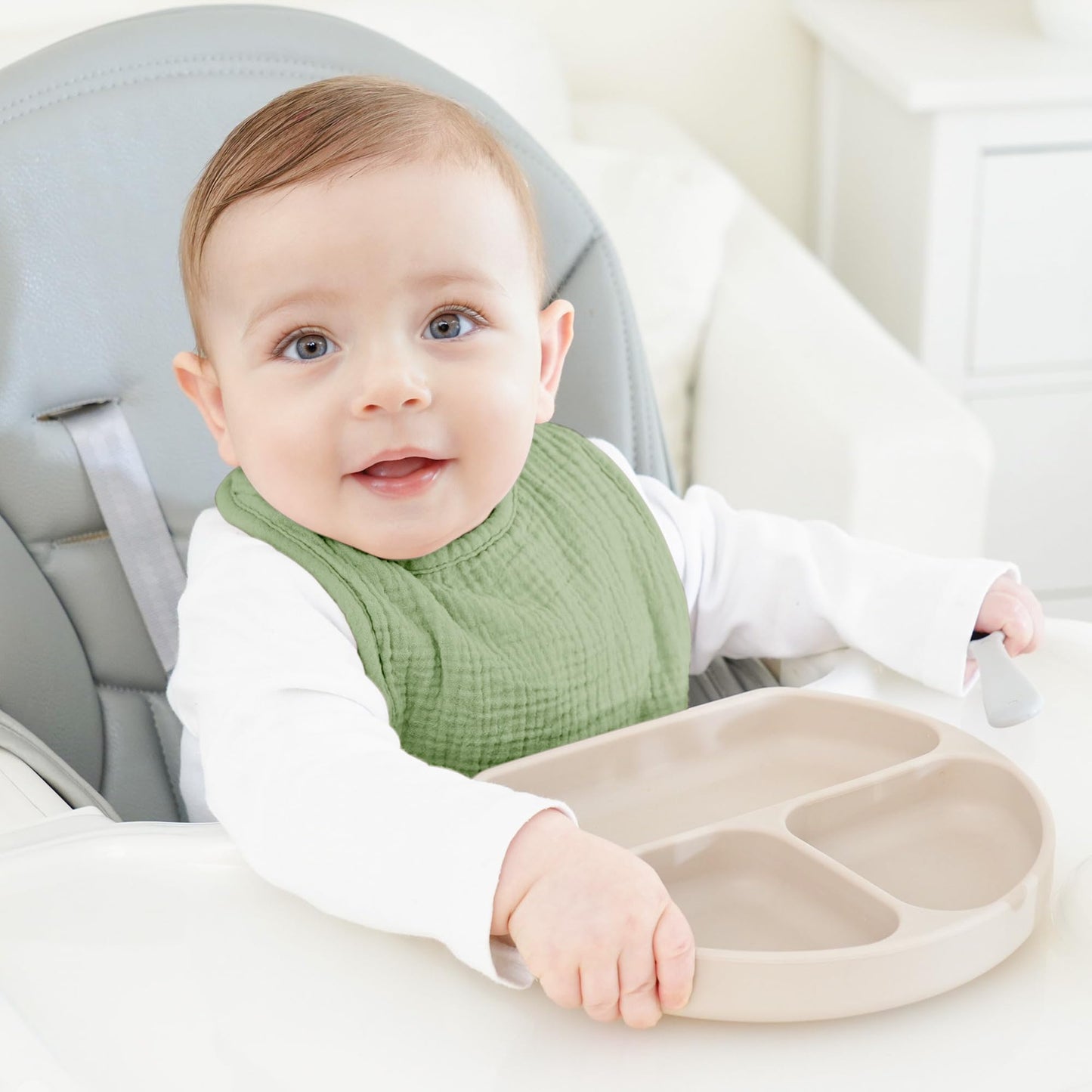 Bearmoss Lätzchen Baby Musselin Sabberlätzchen für Babys, 100% Baumwolle Quadratische Halstuch Baby Verstellbare Babylätzchen Weiche Sabberlätzchen für Junge und Mädchen,8 Stück