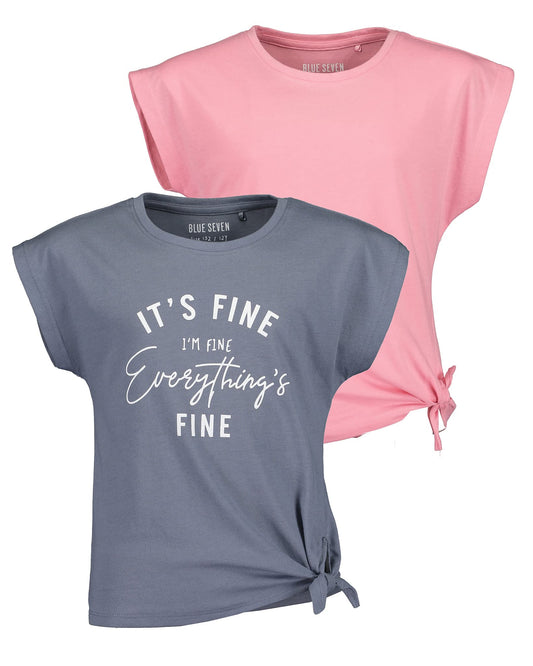 Blue Seven Teenager Mädchen T-Shirts mit Knoten Repeat MARKETPLACE - 2er Pack