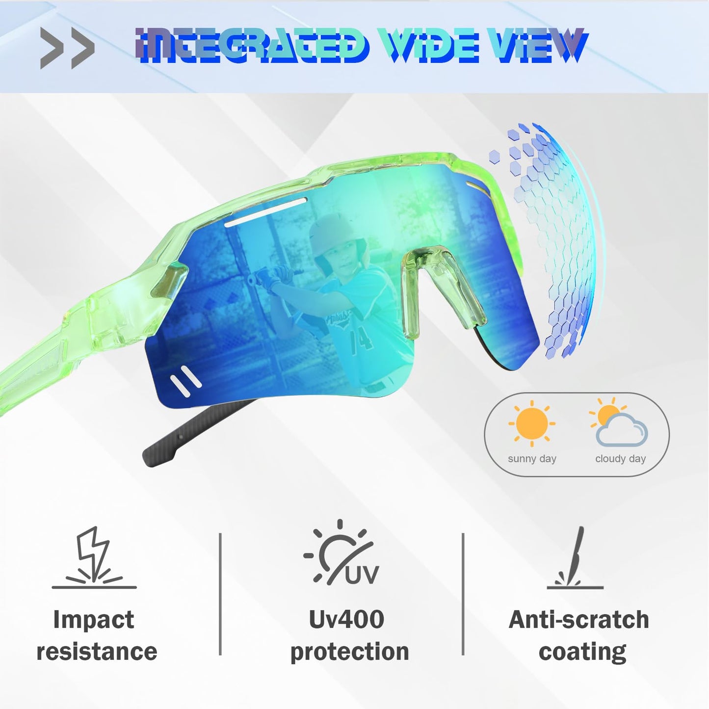 Beipegin Sonnenbrille Kinder Polarisierte UV400 Schutz Jugendliche Fahrradbrille Sportbrille Schnelle Brille Sonnenstrahlen Radfahren Sonnenbrillen für Teens Jungen Mädchen