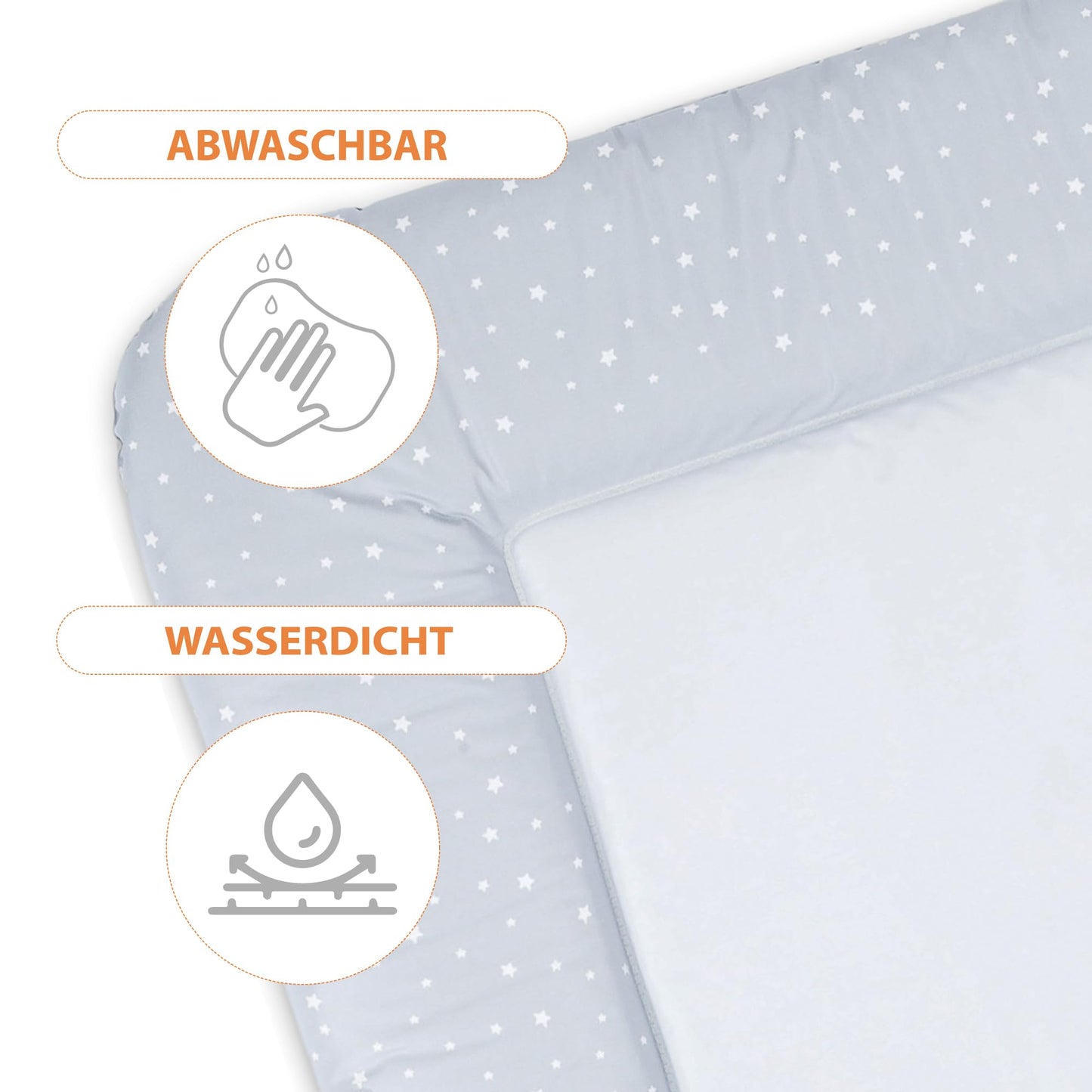 Wickelauflage Wickelunterlage abwaschbar und wasserdicht 75x72 cm - Wickelmatte zum Auflegen auf Wickeltisch Wickelaufsatz Wickelkommode oder Waschmaschine changing mat 75 x 72 Safari Motiv
