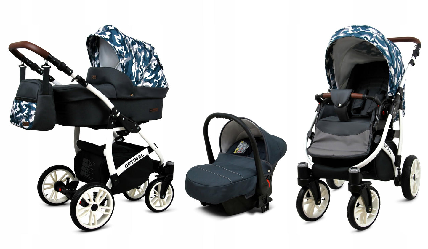 BabyLux® Kinderwagen Set 4 in 1 - Optimal - incl. Babywanne, Buggy Sportsitz, Auto-Babyschale, ISOFIX-Basisstation - Autositz - Kinderwagenset - Kombikinderwagen mit Wickeltasche usw.