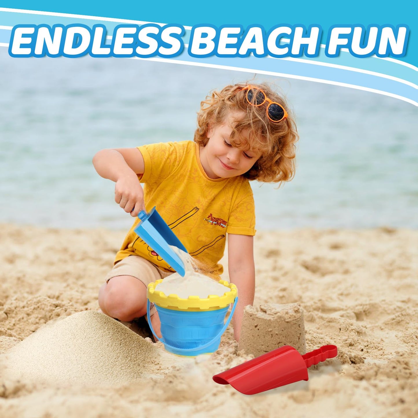 22 cm Thick Beach Sand Toy Shovel, Scoping Toy Kit, Beach Swimming Pool Garden Digging Bath ABS Durable Plastic Tool, Complete Gift Set Bundle for Children, Adults, Girls