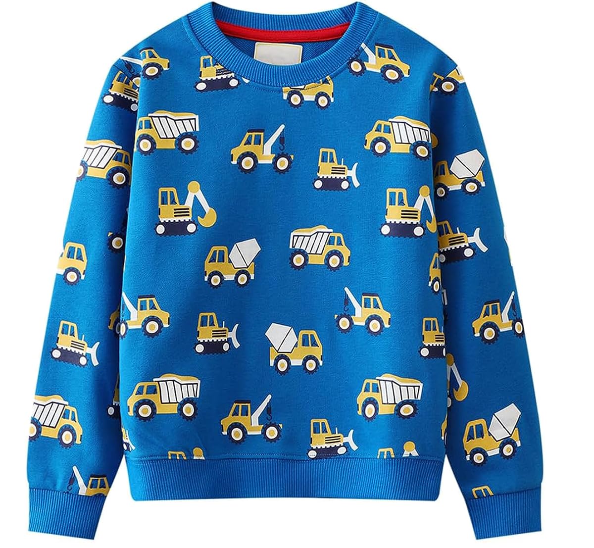 EULLA Children's Boys' Pullover Sweatshirt Long Sleeve Cotton Dinosaur Excavator Tractor Planets Winter Tops 1-7 Years 92 98 104 110 116 122