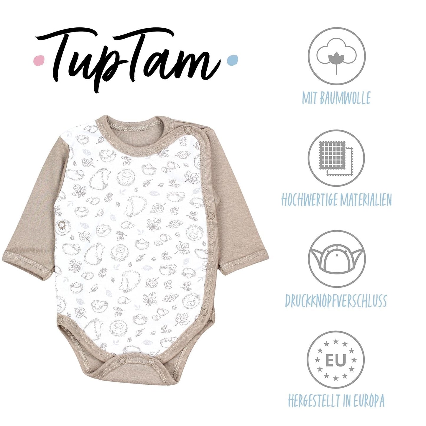 TupTam Baby Kleidung Set Jungen Langarm Bekleidung Neugeborene Füßlingen Hose Body Strampler Mütze 5 tlg