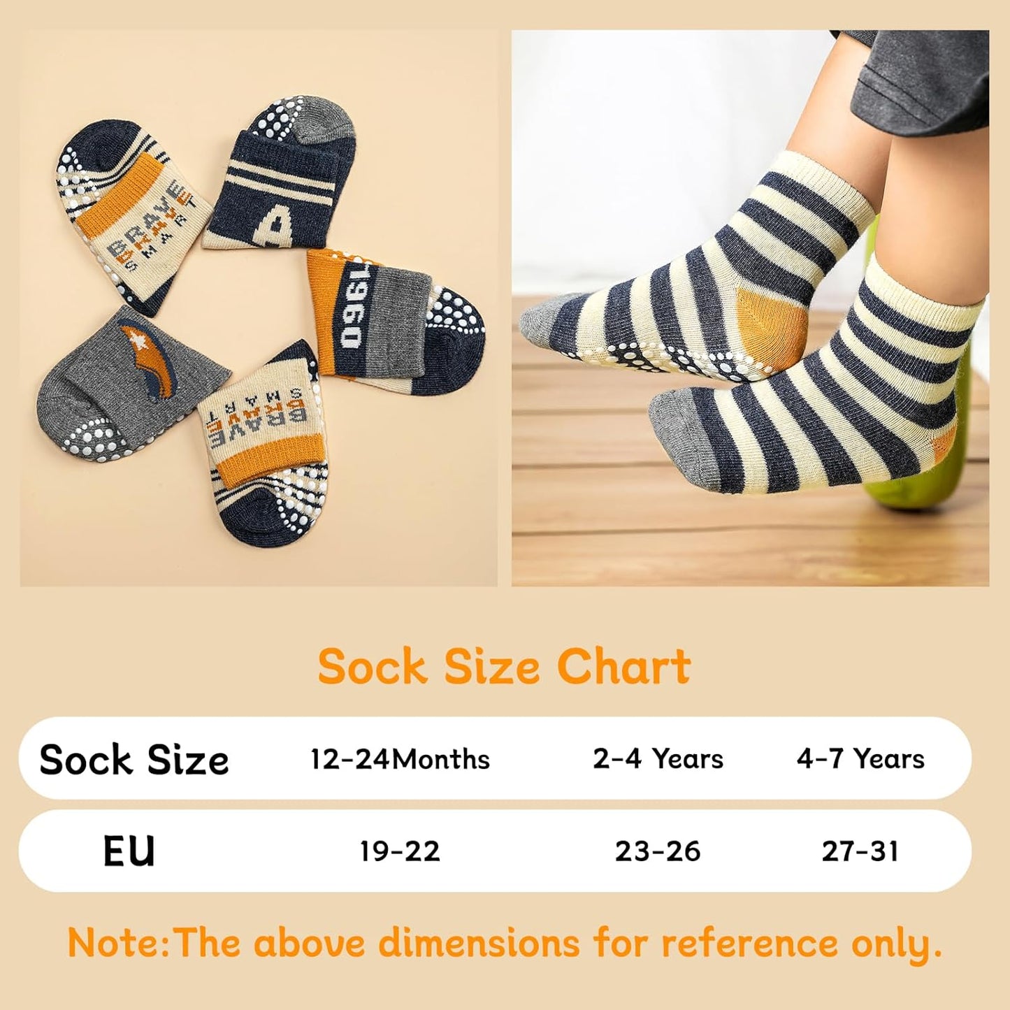 KOWAYI Stoppersocken Kinder 5/10 Paar ABS Rutschsocken Kinder Jungen, Mädchen, Baby Antirutschsocken 1-7 Jahre Grip Socken