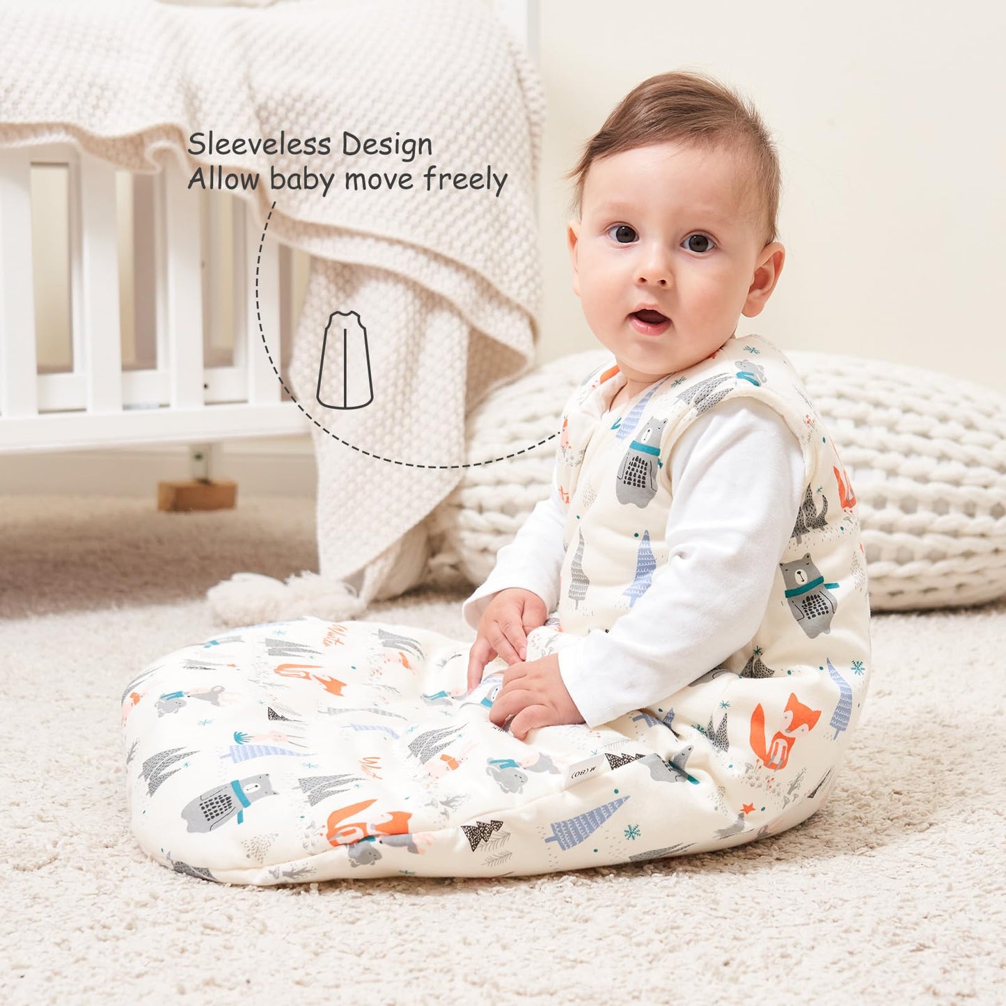 Looxii Baby Sleeping Bag Winter Cotton Winter Sleeping Bag 2.5 TOG Sleeping Bags Warm Baby Sleeping Bag Newborn for Autumn Winter Pink Rabbit 12-18 Months