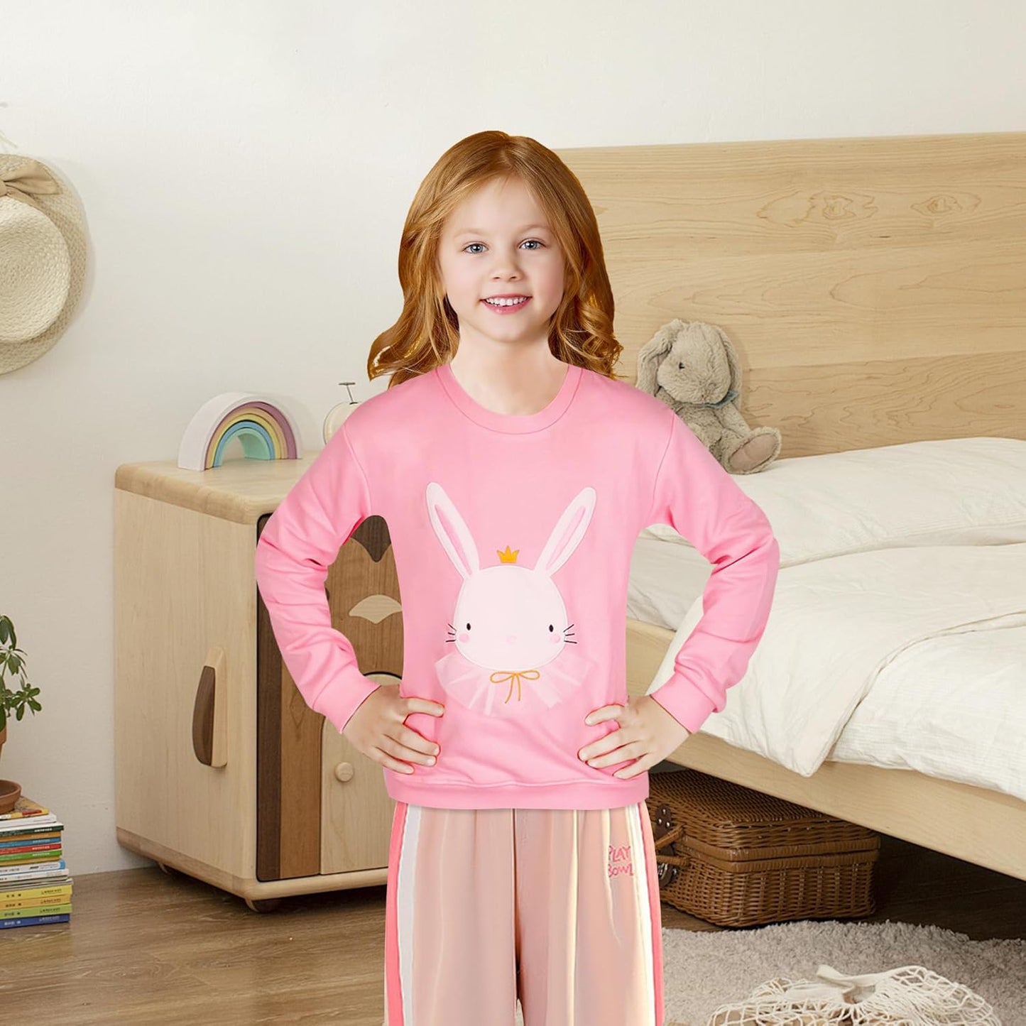 JinBei Sweatshirt für Mädchen Kinder Pullover Baumwolle Top Casual Jumper Kleinkind Langarmshirt Warme Kleidung, Alter 2-7 Jahre alt, Gr.92-122
