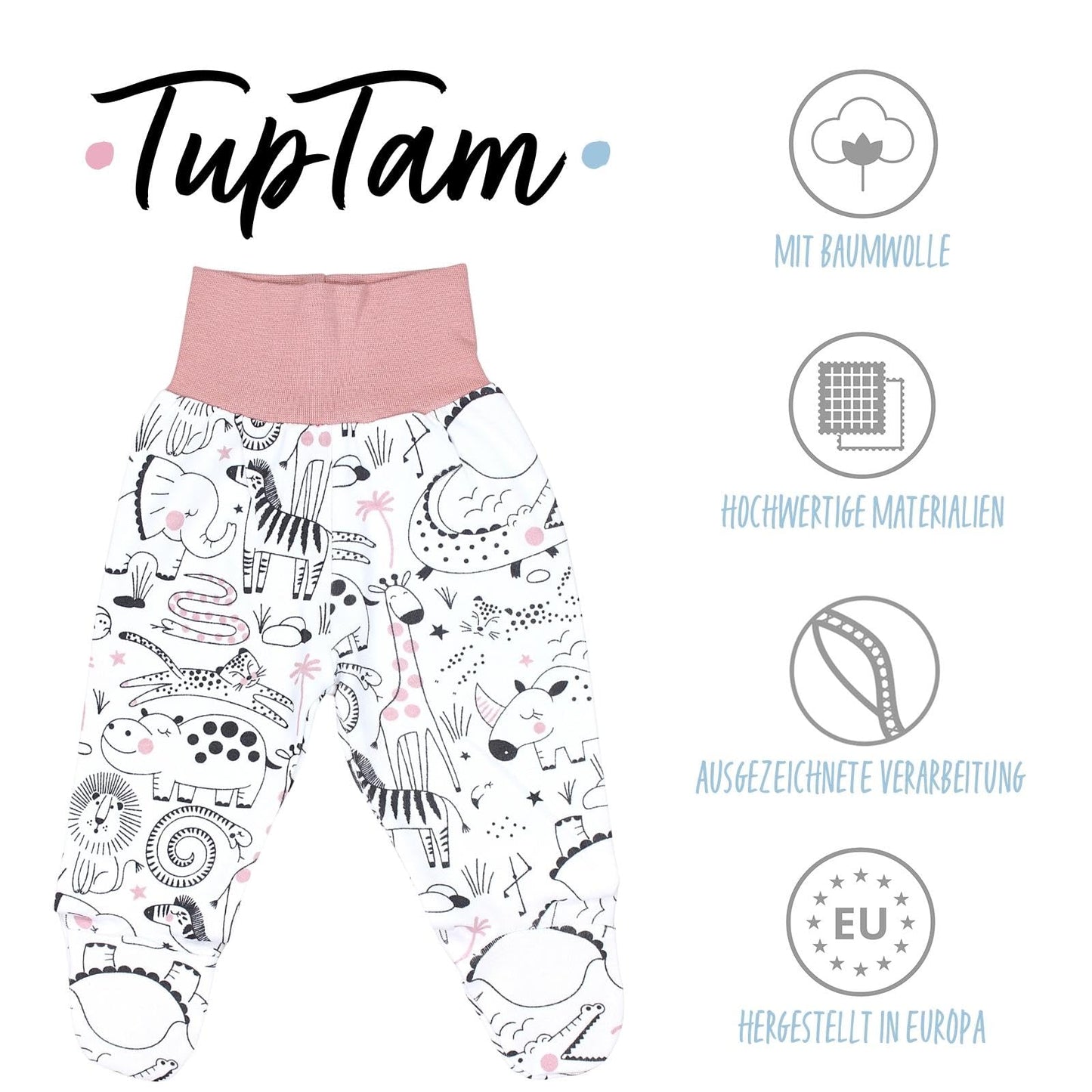 TupTam Baby Strampelhose Jungen Mädchen Hose mit Fuß 5er Pack