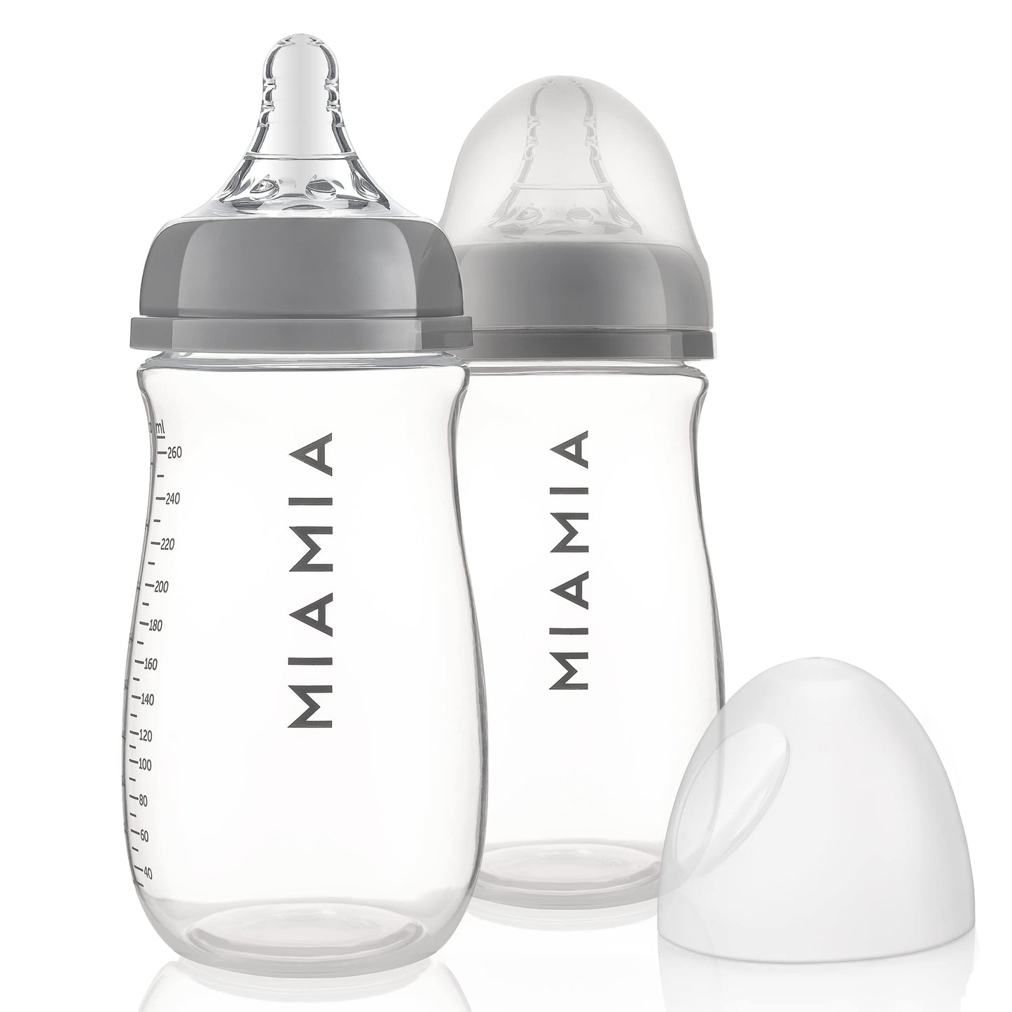 MiaMia 13-tlg. Babyflaschen Set – 6 Flaschen mit Silikon-Trinksaugern | Inkl. Milchpulverportionierer, Bürste & Abtropfständer | BPA-frei, Anti-Kolik & spülmaschinenfest | 2x 140 ml & 4x 260 ml - Meloni2
