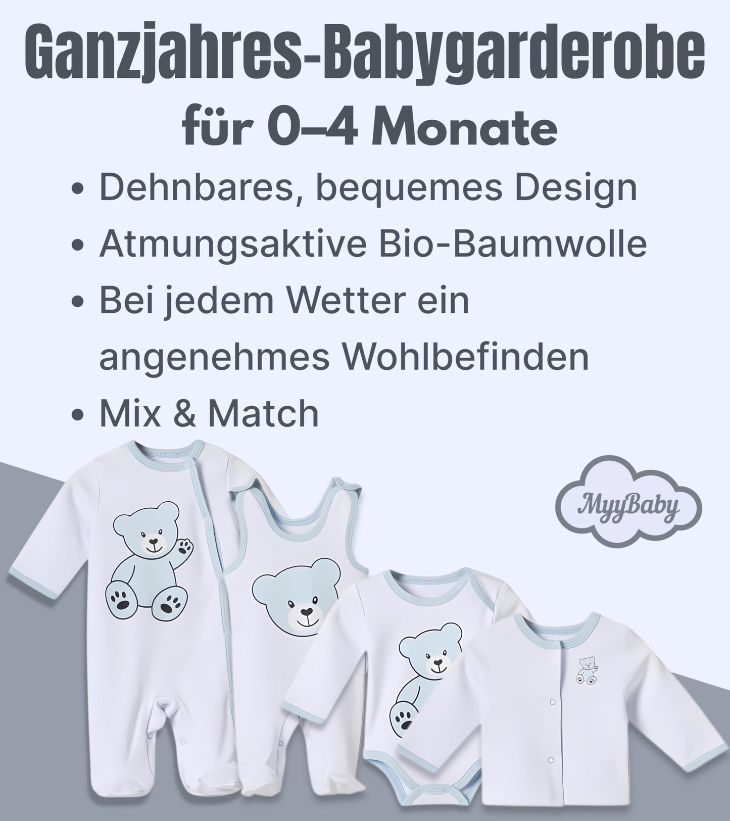 MyyBaby - Newborn Baby Set 100% Organic Cotton Oeko-Tex Standard 100 Baby First Equipment Clothing Newborn Baby Gift Set 13 Pieces 0-4 Months