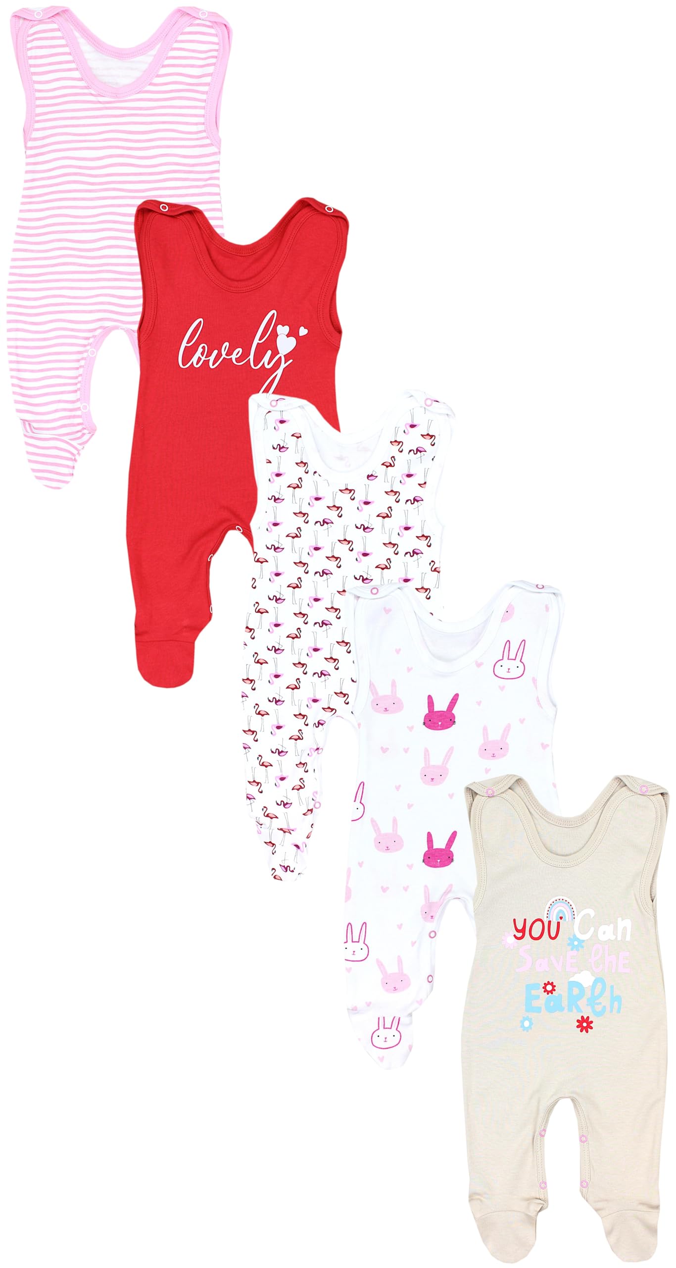 TupTam Baby Unisex Strampler mit Aufdruck Spruch 5er Pack
