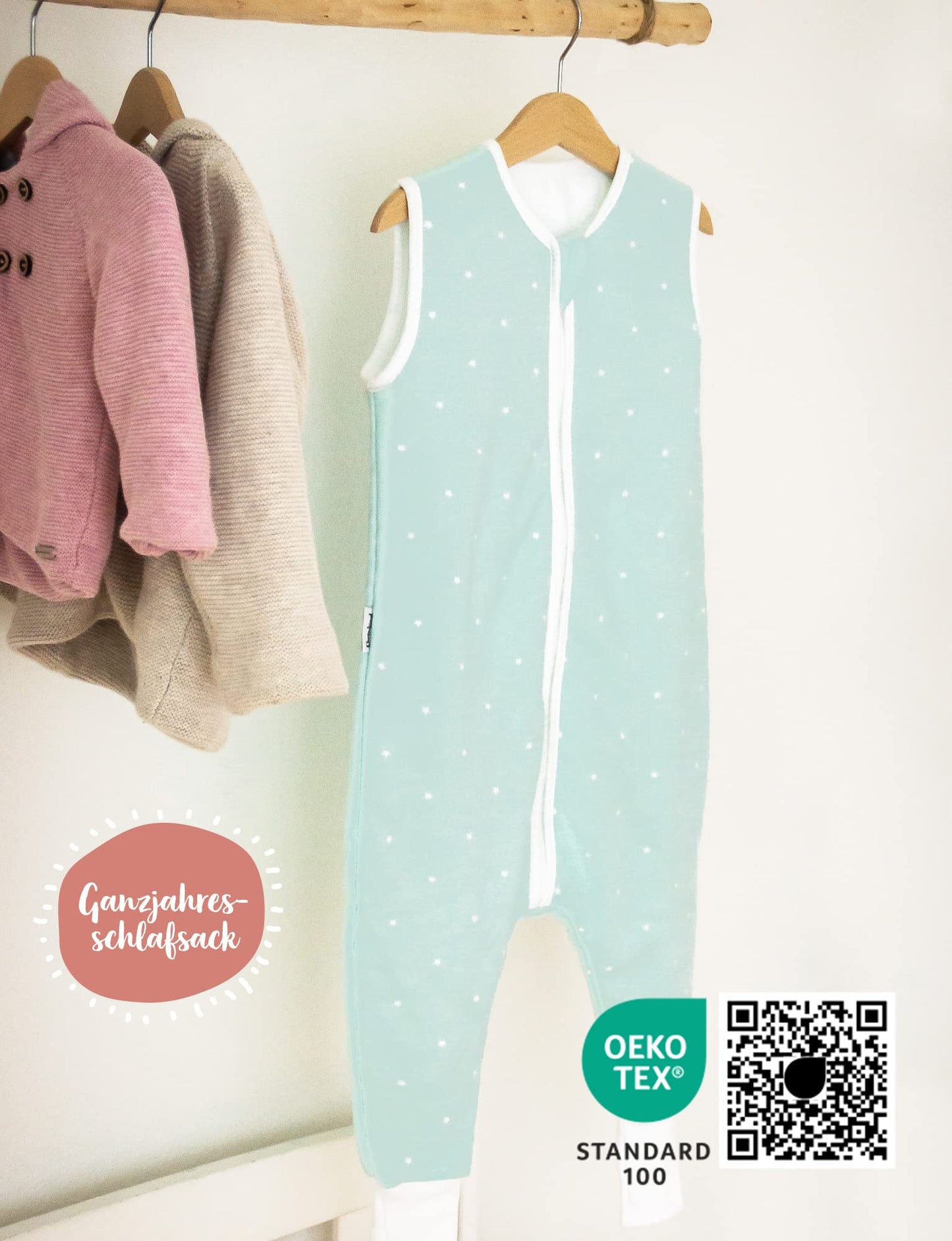 Ehrenkind® Baby Sleeping Bag with Feet, 2.5 Tog, Organic Cotton, All-Year Sleeping Bag, Oeko-Tex Seal, Children’s Winter and Summer Sleeping Bag