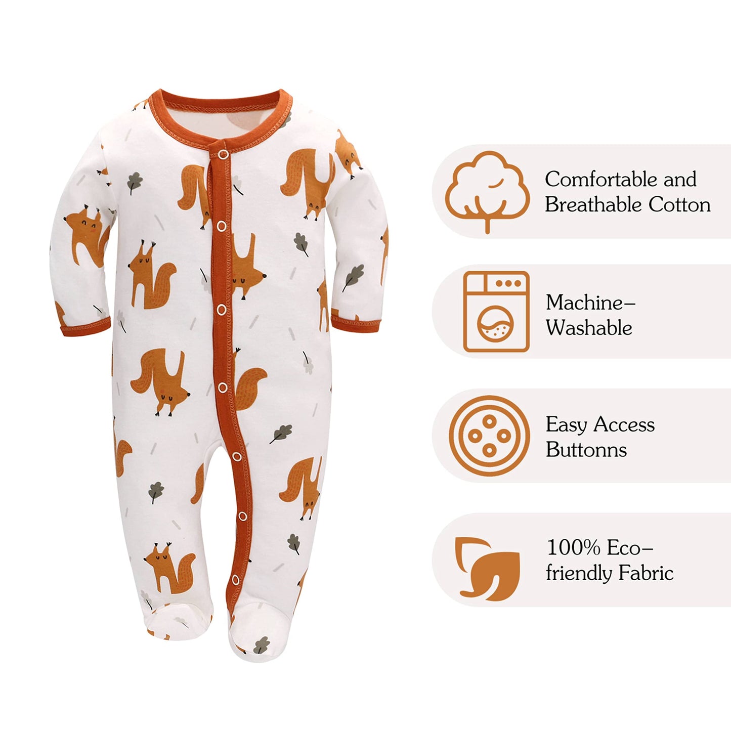 Amo nenes Sleep Romper Baby Boys Overall 3 Pack Unisex Pajamas Cotton Romper Jumpsuits Long Sleeve Player Baby Clothes with 0-7 Months