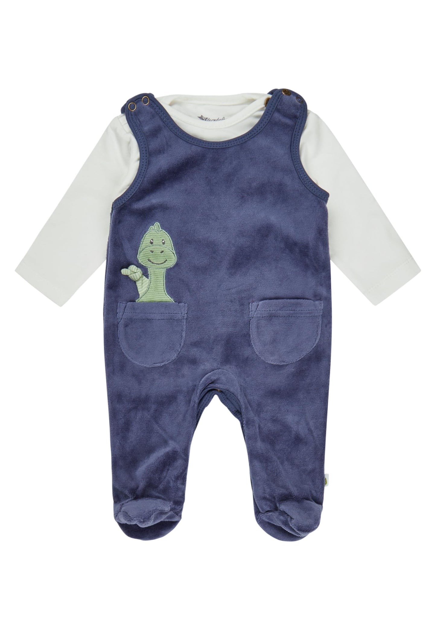 Sterntaler Romper Set Rexi - Baby Rompers made of Nicki with Dino Rexi Appliqué - Long Sleeve Jersey Shirt - Snap Fasteners in the Crotch - Comfortable Boys Two-Piece from Birth