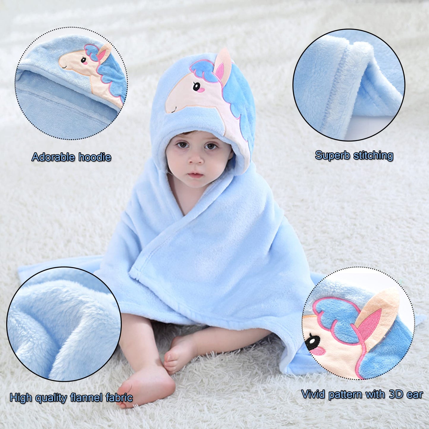 Doladola Baby Decke Babys Tier Design,Flanell Kinder Decke Kapuzenhandtuch für Mädchen und Jungen,Baby Kapuze Badeponcho Kinder Warm(gelbe Ente)