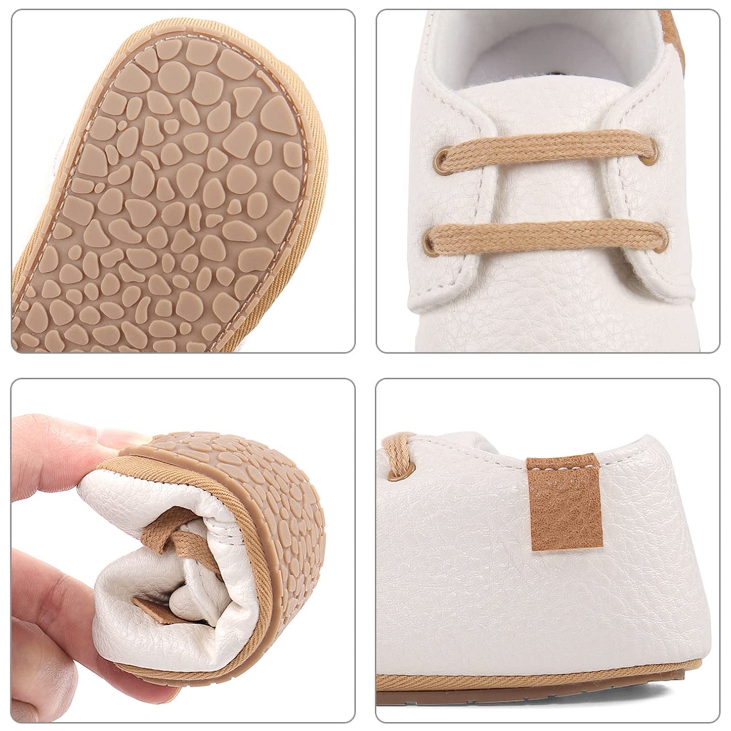 LACOFIA Baby Boy Girl First Walking Shoes Non-Slip Laces Crawling Shoes First Baby Shoes
