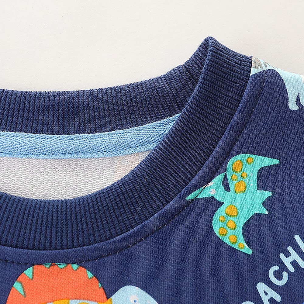 EULLA Children's Boys' Pullover Sweatshirt Long Sleeve Cotton Dinosaur Excavator Tractor Planets Winter Tops 1-7 Years 92 98 104 110 116 122