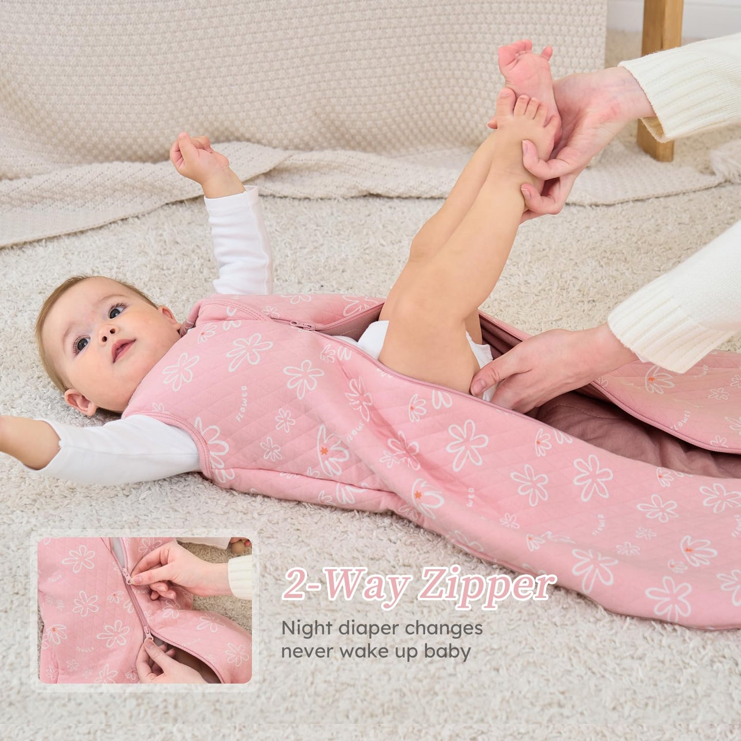 Looxii Baby Winter Sleeping Bag, Cotton, 2.5 Tog, Warm Winter Sleeping Bag, Soft Baby Sleeping Bag, Newborn in 6-12 Months, Perfect for Autumn, Winter