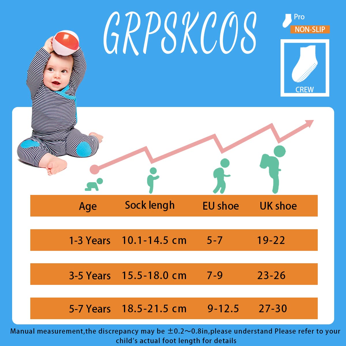 GRPSKCOS Stoppersocken Kinder 12 Paar ABS Socken Rutschfeste Socken Kleinkind Antirutschsocken für 1-7 Jahre Jungen Mädchen