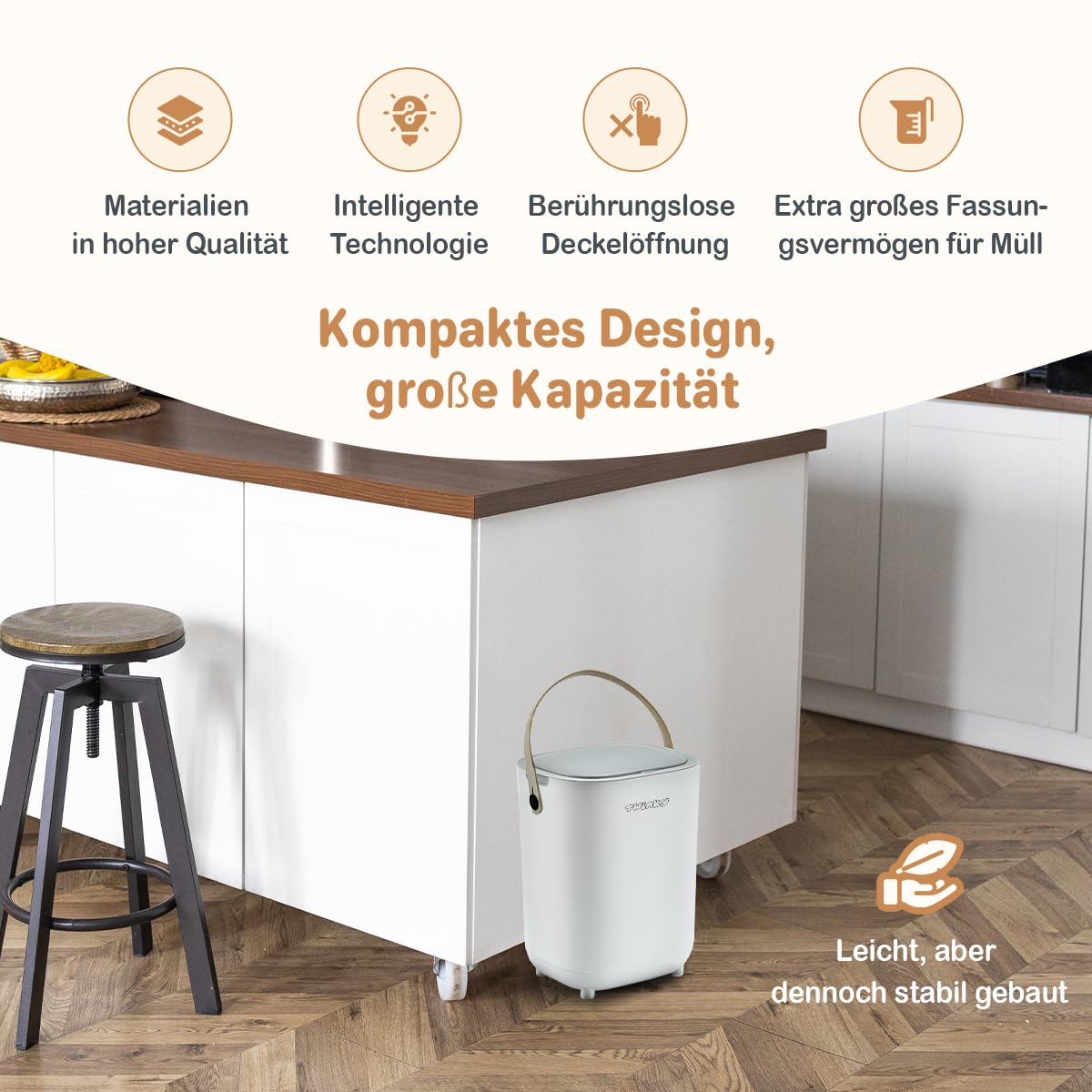Twinky Geruchsdichter Windeleimer für Babys – Windeleimer ohne Kassette – Platzsparender Windelbehälter mit Deckel – Einfach zu benutzen & reinigen – Für normale Müllbeutel (Gris)