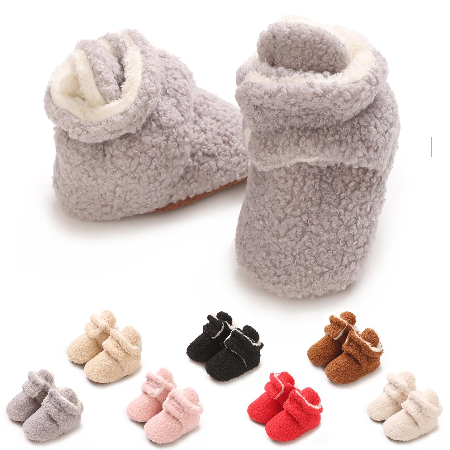 YloveM Toddler Baby Boys Girls Booties, Unisex Newborn Winter Shoes Thick Snow Boots Non-Slip Sole Soft Toddler Warm Sock Shoes