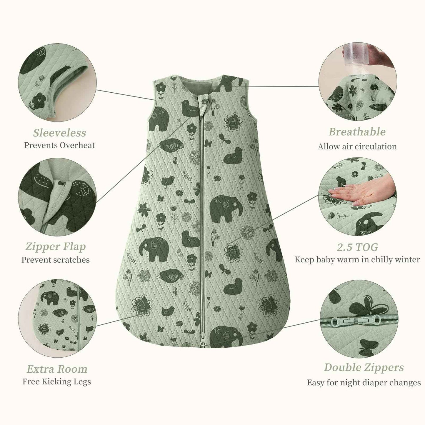 Looxii Baby Winter Sleeping Bag, Cotton, 2.5 Tog, Warm Winter Sleeping Bag, Soft Baby Sleeping Bag, Newborn in 6-12 Months, Perfect for Autumn, Winter