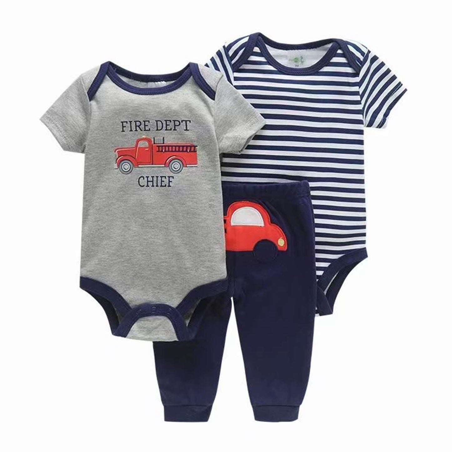 3tlg Babykleidung Set Baby Jungen Mädchen Kleidung Outfit Kurzarm Body Strampler + Hose Neugeborene Kleinkinder Weiche Babyset
