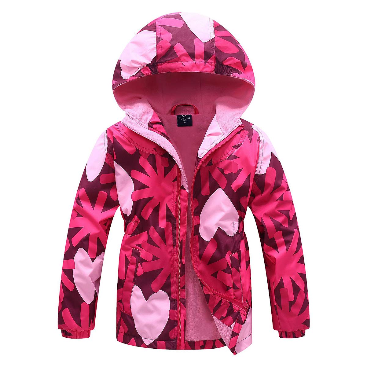 SXSHUN Children's Girls' Softshell Jacket with Fleece Lining Transition Jacket Print Hiking Jacket Outdoor Jacket Warm Windproof Breathable Spring Autumn