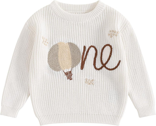 L&ieserram Baby Mädchen Jungen 1. Geburtstag Gestrickt Pullover Jumper Langarm Strickpullover Pulli Kleinkinder Kleidung Outfit Knitted Sweater 1 Jahr