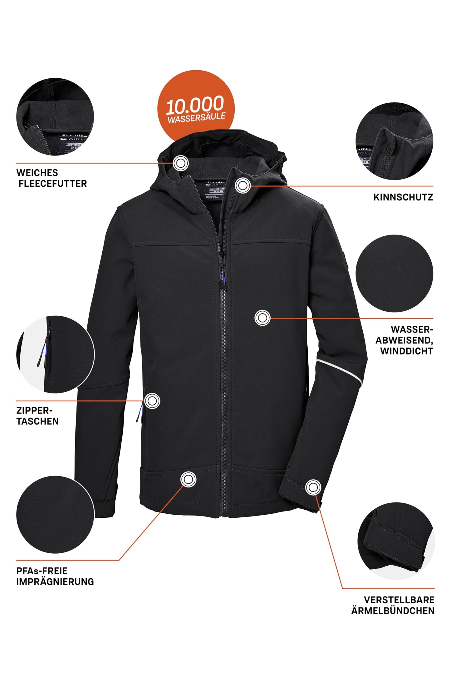 Killtec Boys Kos 143 Bys Sftshll Jckt Softshell Jacket / Outdoor Jacket with Hood