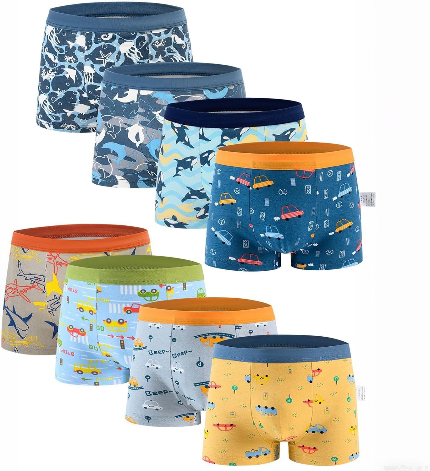 Anntry Kinder Weiche Baumwollene Unterwäschen Kleinkind 8 Pack Kleine Jungen Sortiert Boxer Shorts Slips 2-12 Jahre
