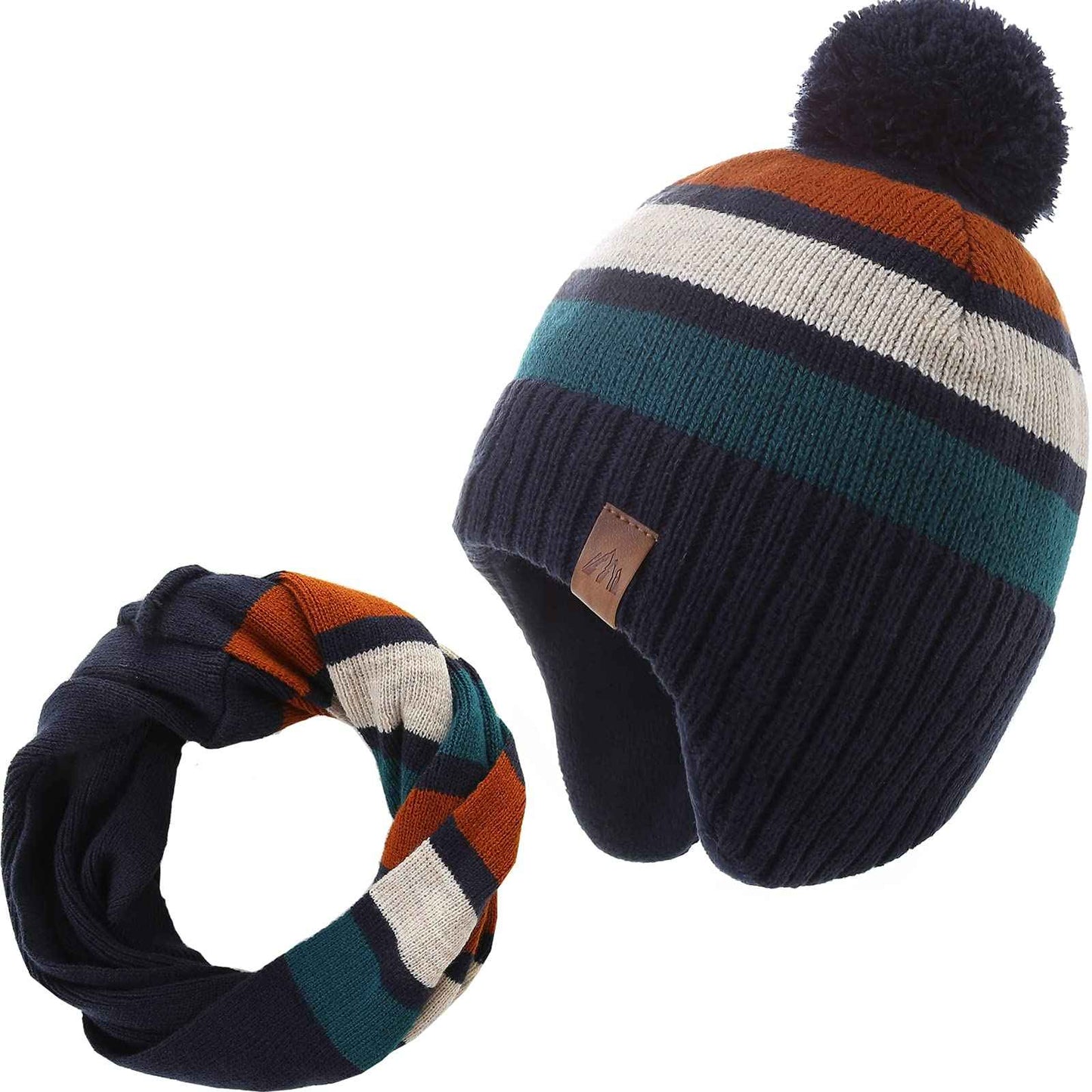 AHAHA Girls' Winter Hat, Earflap Beanie, Pompom Knitted Hats