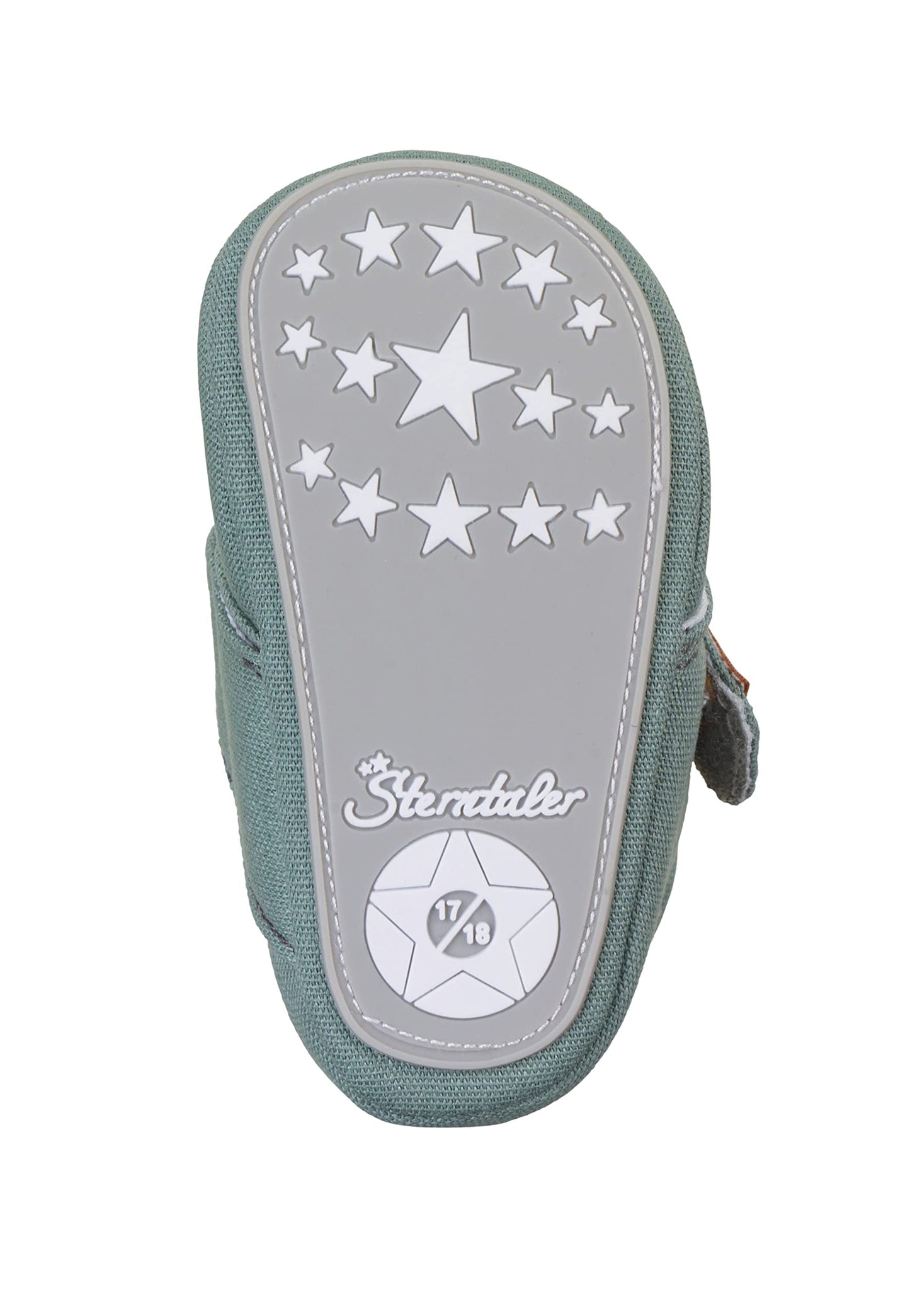 Sterntaler Krabbelschuhe uni - Baby Schuhe aus Canvas mit Klettverschluss - Baby und Kleinkind Hausschuh - aufgenähte Sternen Sohle rutschfest - Unisex Sneaker mit Jersey Futter - steingrün
