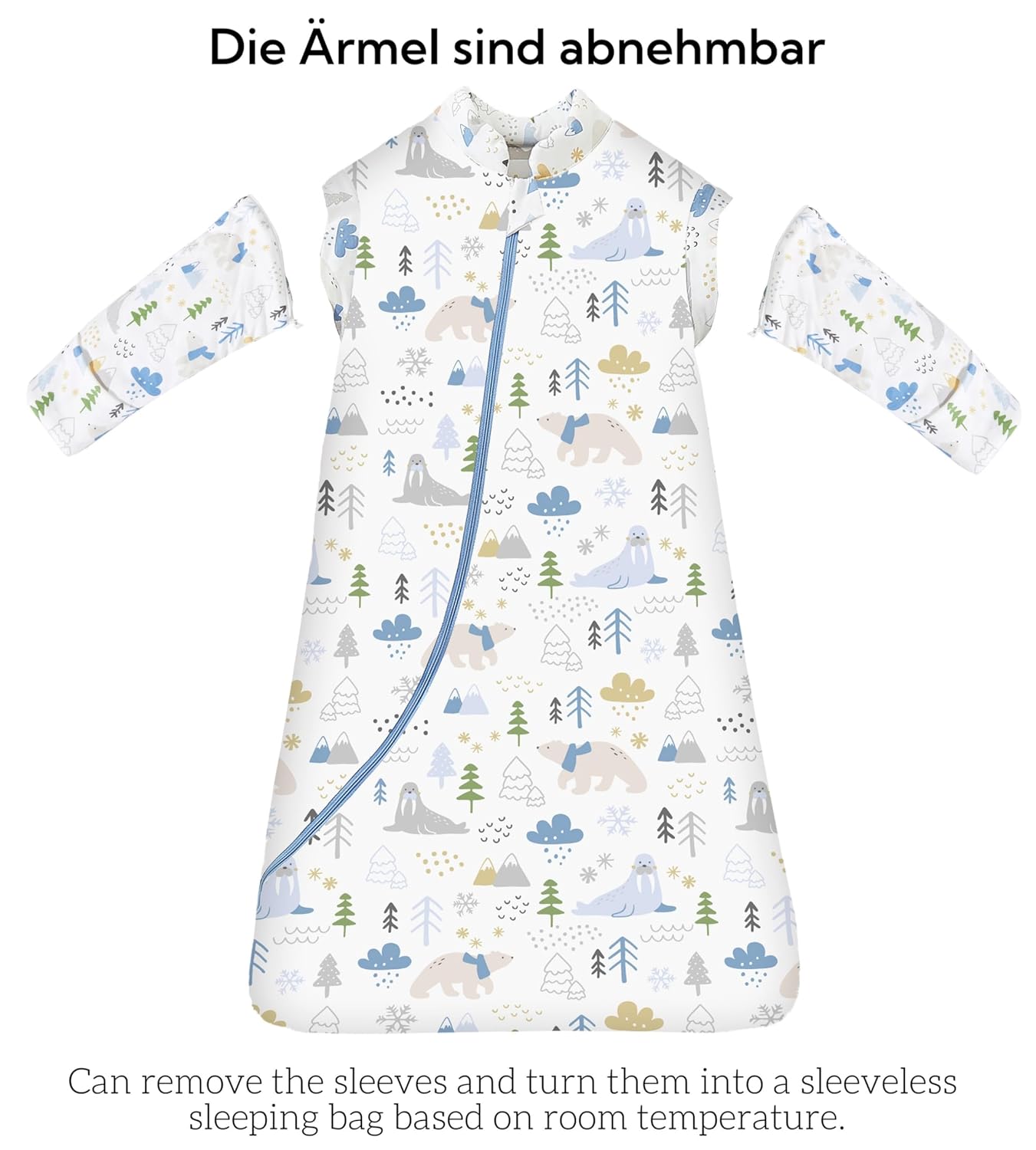 Chilsuessy Baby Sleeping Bag Winter, Removable Sleeves, Warm Lined 3.5 Tog Winter Sleeping Bags, Boys/Girls Sleeping Bag for Toddlers from 6 Months to 6 Years