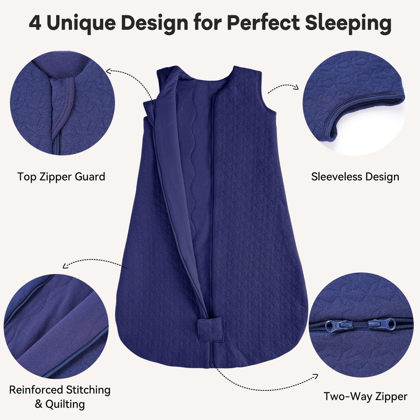 Unnivoll Baby Winter Sleeping Bag, 2.5 Tog, Baby Sleeping Bag, 0-6 Months, Cotton Baby Sleeping Bag, Newborn Winter Sleeping Bag, Baby, Warm and Soft, 67 cm, for Boys and Girls, Green
