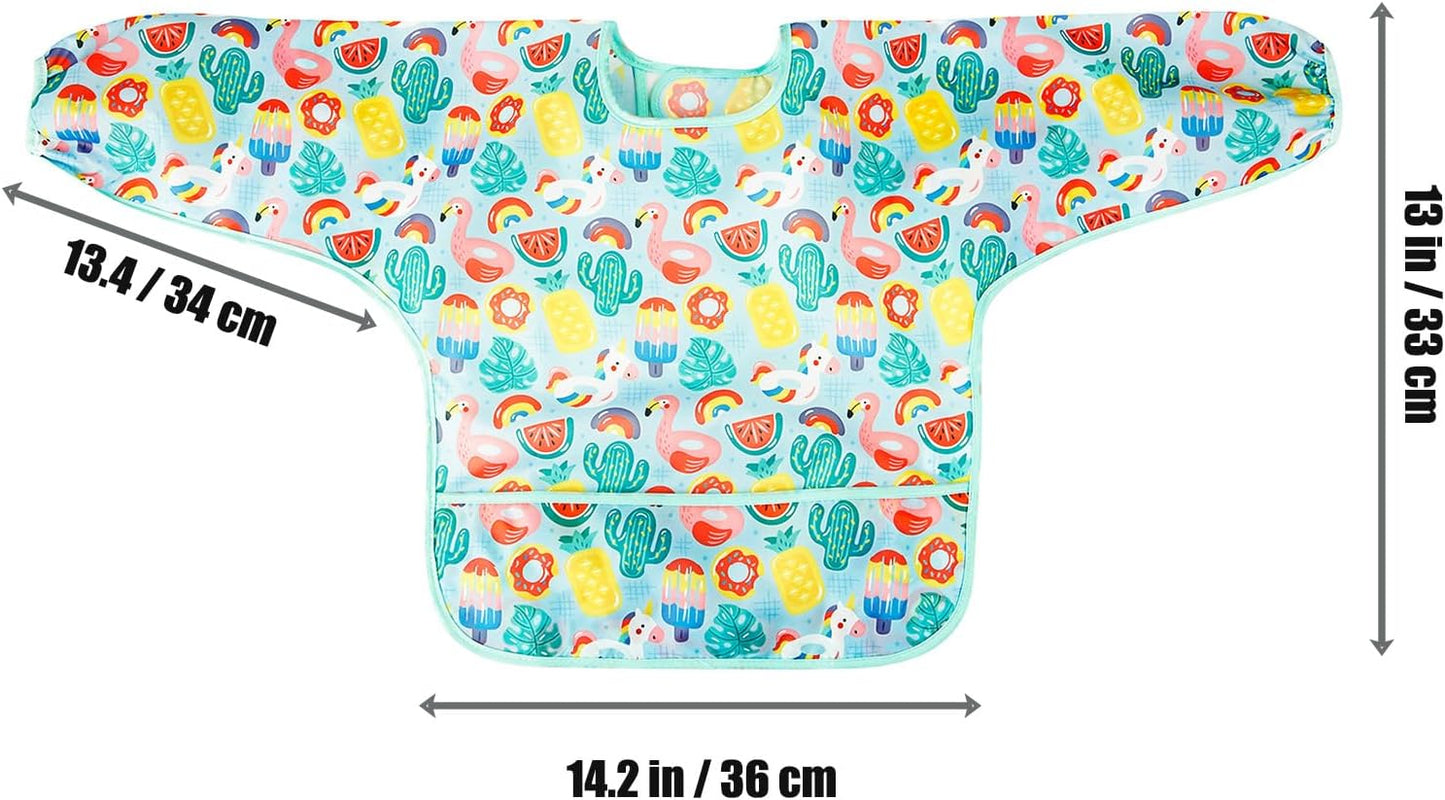 PandaEar 5 Pack Baby Lätzchen mit Ärmeln | Abwaschbar Ärmellätzchen Ganzkörper Lätzchen Baby | Wasserdicht Babylätzchen Latz mit Ärmel für Kleinkinder 6-24 Monate