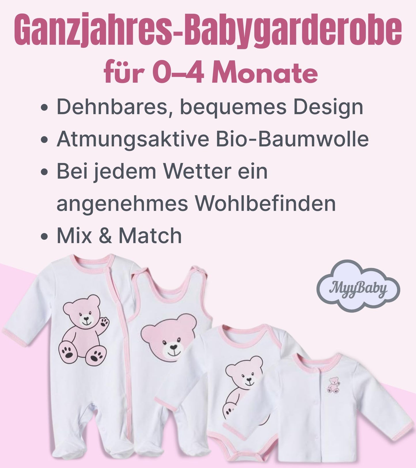 MyyBaby - Newborn Baby Set 100% Organic Cotton Oeko-Tex Standard 100 Baby First Equipment Clothing Newborn Baby Gift Set 13 Pieces 0-4 Months