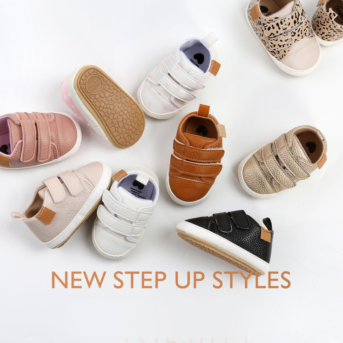BABSMULY Baby Shoes for Boys Girls Non-Slip Rubber Sole High Top PU Leather Sneakers Toddler Crib Shoes Newborn Loafers Flats.