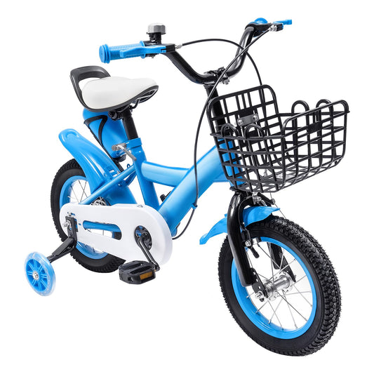 LKHDONG Kinderfahrrad 12 Zoll, Kinderrad für ab 2-4 Jahre, Tretfahrrad mit Stützräder und Korb, Kinder Fahrrad Mädchen Jungen, Fahrrad Kinder Höhenverstellbares - Meloni2